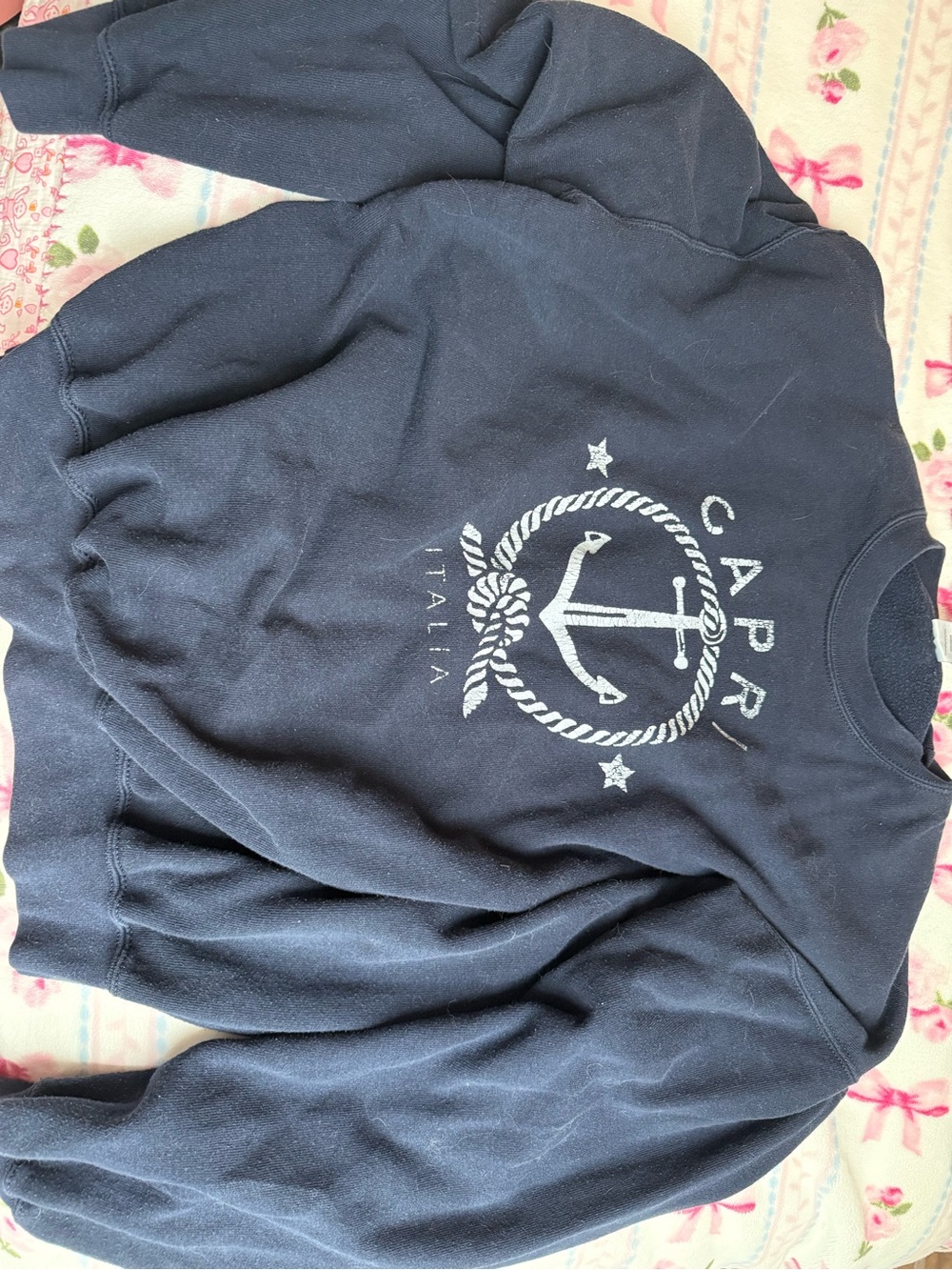 Fruit of the Loom Navy Crewneck with White Anchor Graphic